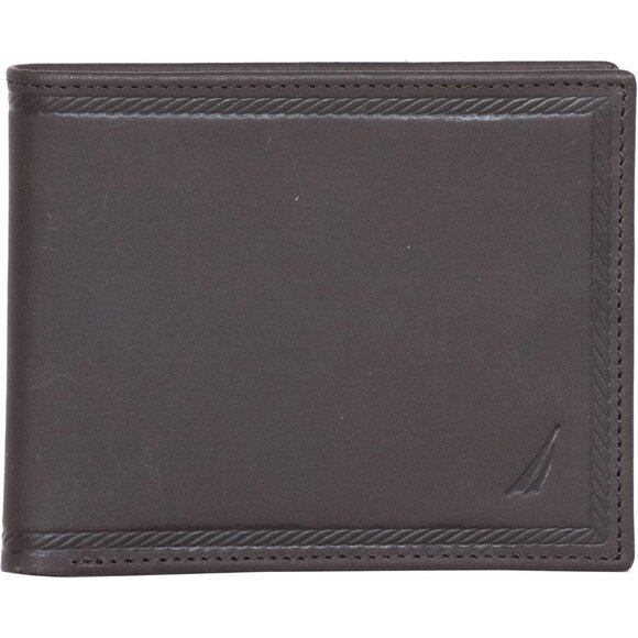 Men's Brown Bifold Leather Wallet RFID Blocking ID Window Card Slot Organization - Picture 3 of 5